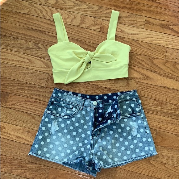 Ellison Pants - Polka Dot Denim Shorts